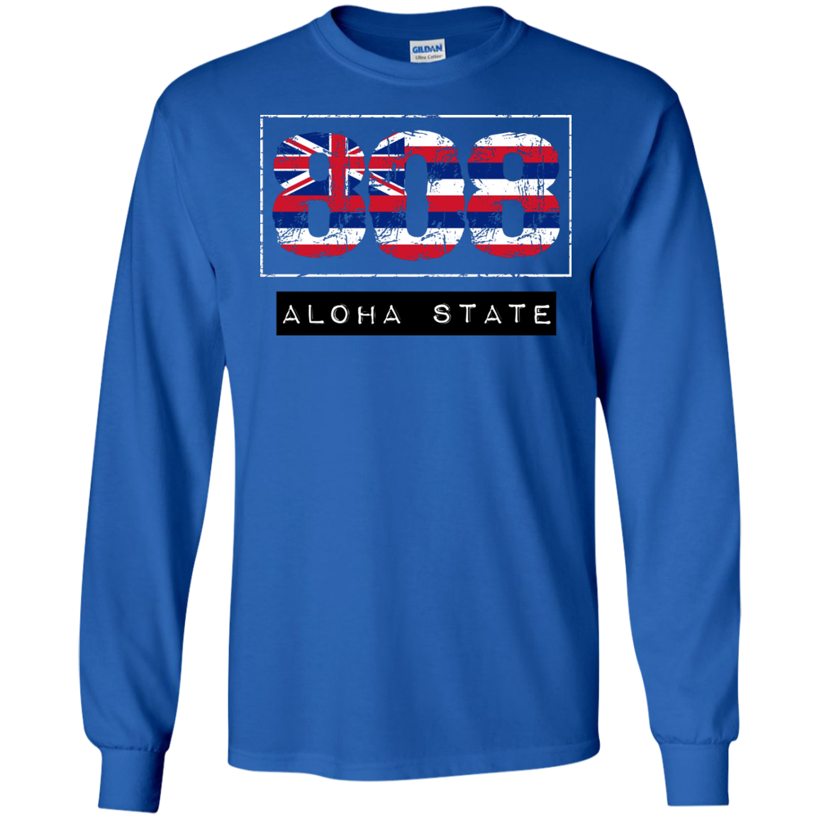 808 Aloha State LS Ultra Cotton Tshirt - Hawaii Nei All Day