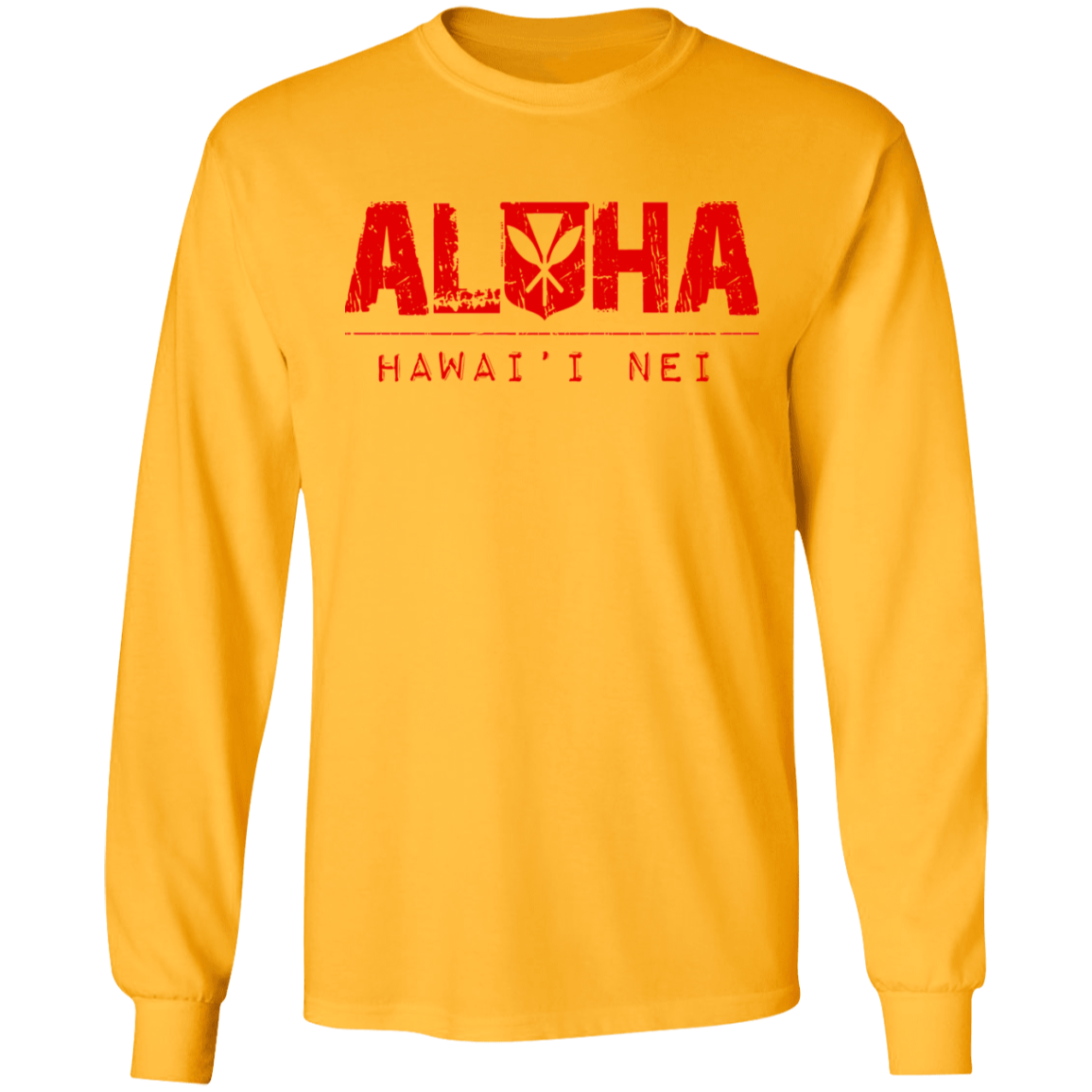 Aloha Hawai'i Nei(red ink) LS Ultra Cotton T-Shirt, T-Shirts, Hawaii Nei All Day